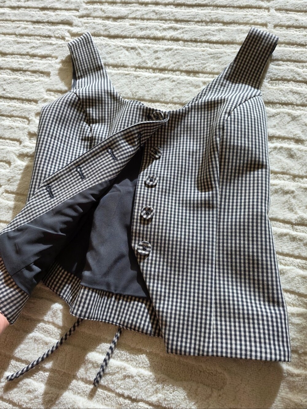 Abercrombie & Fitch Black & White Gingham Vest Blazer Tops Sleeveless